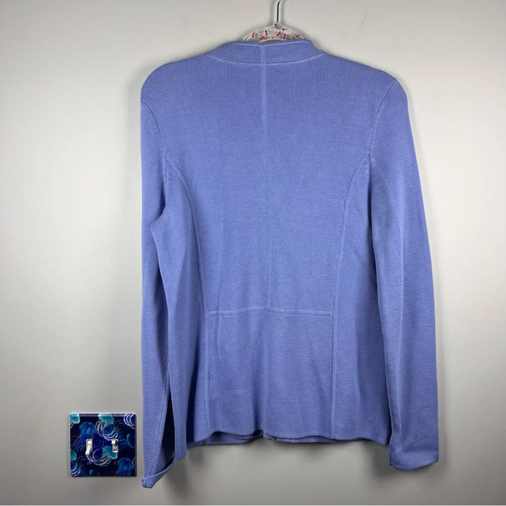 Talbots Blue Full Zip Up Cardigan Sweater Size Medium Cotton Rayon - Picture 7 of 9